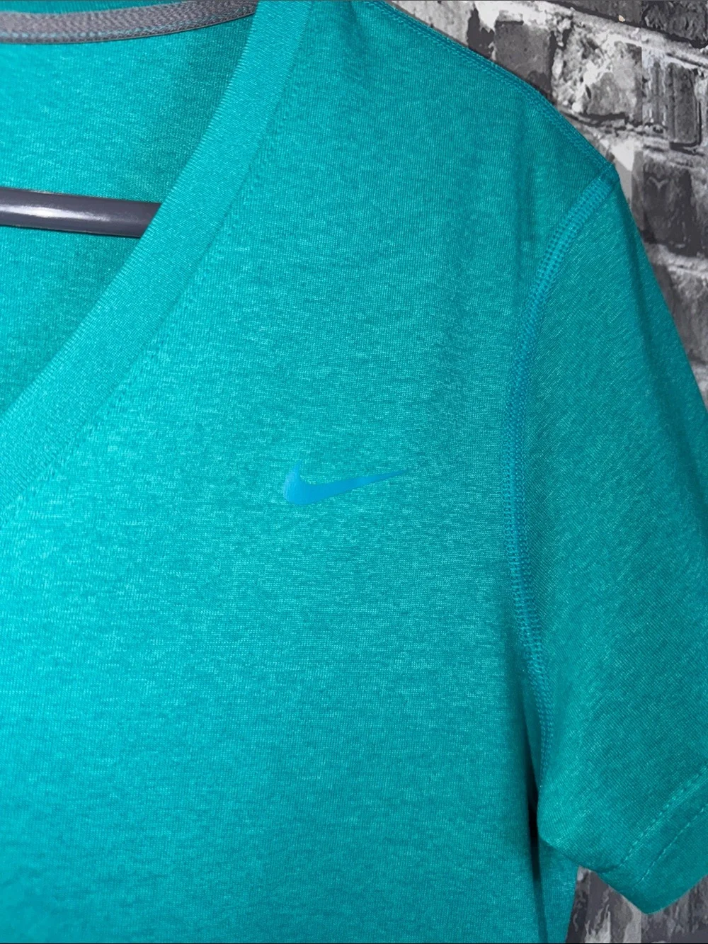 Nike Women's Teal V-Neck Dri-FIT Short Sleeve Tee